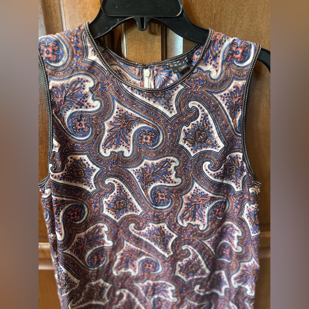 Theory Multicolor Paisley Dress. Size 12-Fits Like A 10. 💯 Silk. Bundle 4 Deals! - Picture 2 of 13
